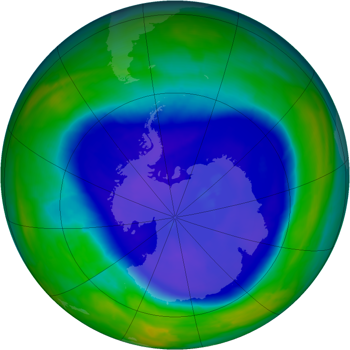 Antarctic ozone map for 15 September 2008